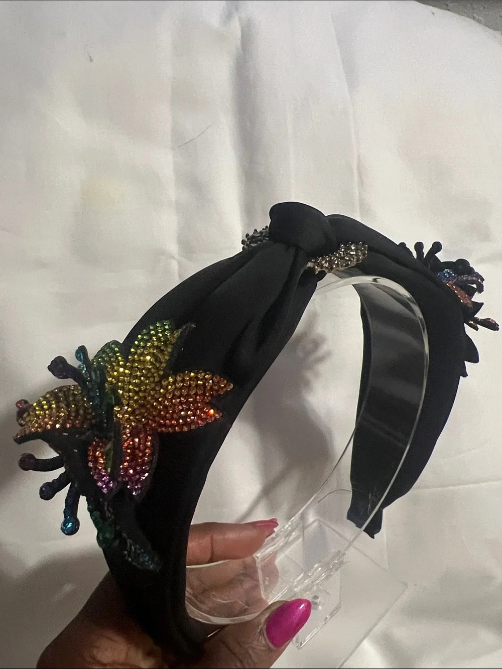 Black Embellished Butterfly Knot Headband